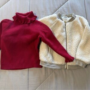 Gymboree Red Turtleneck and White Sherpa Jacket Set